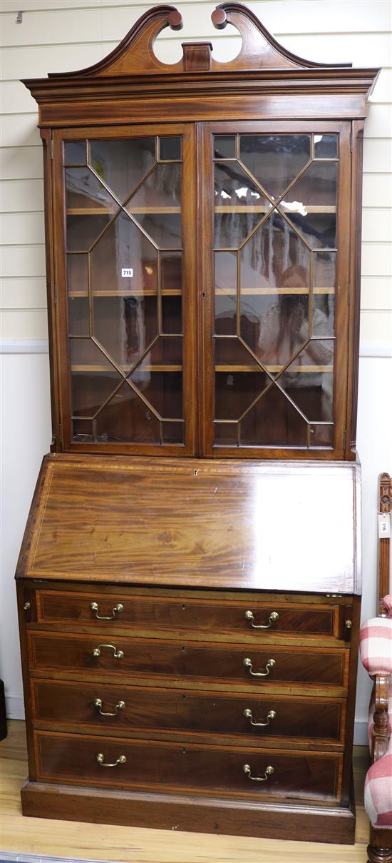 An Edwardian mahogany bureau bookcase, W.91cm
